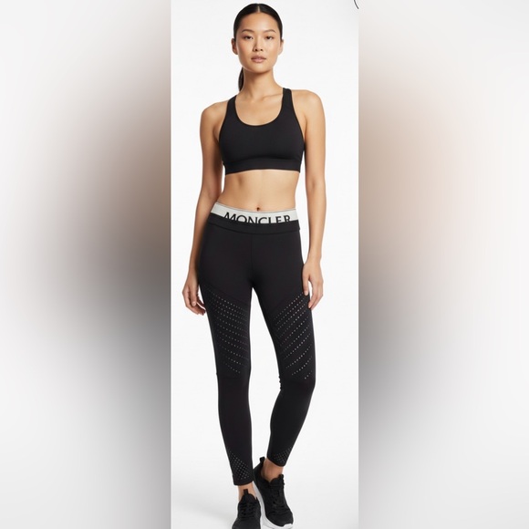 Moncler Black Women's signature waist legging pull on Pants size L